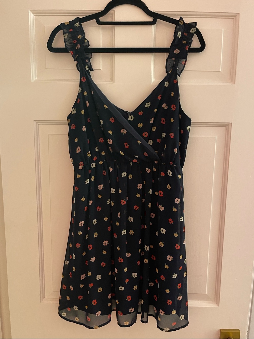 Madewell Navy Mini Dress with Red and Cream Floral Print